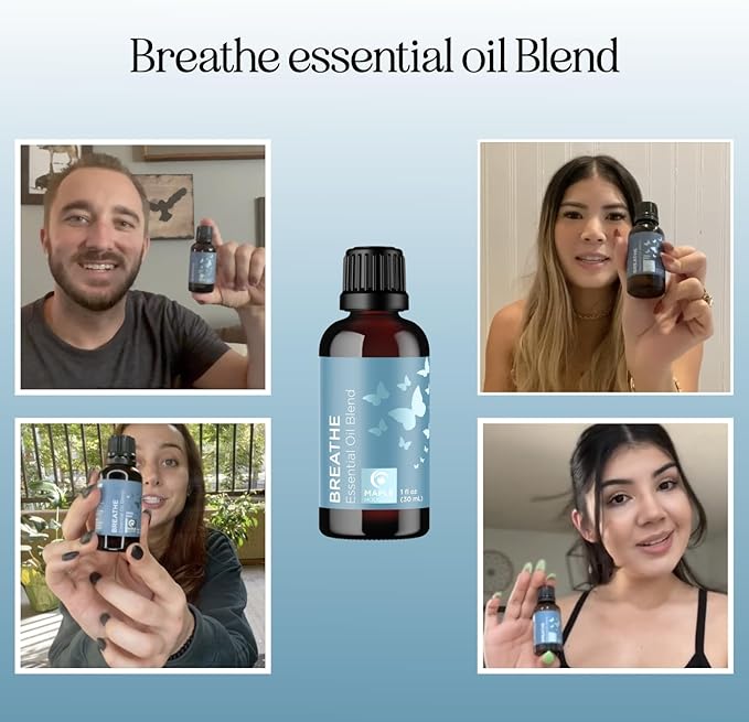 Breathe Essential Oil for Diffuser - Invigorating and Refreshing Breathe Essential Oil Blend with Eucalyptus Peppermint Tea Tree and Mint for Diffusers for Home and Shower Aromatherapy (1 Fl Oz) - Bloomnest