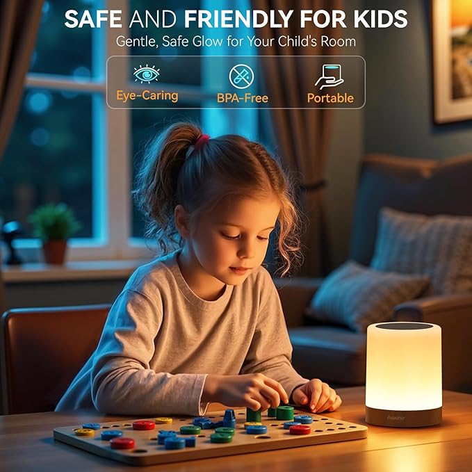 Auxmir LED Night Light Bedside Lamp Touch and Remote Control Dimmable Tabletop 13 Colors Changing 5 Brightness Adjustable Rechargeable Portable Lamp for Baby Kids Bedroom Living Room Outdoor Camping - Bloomnest