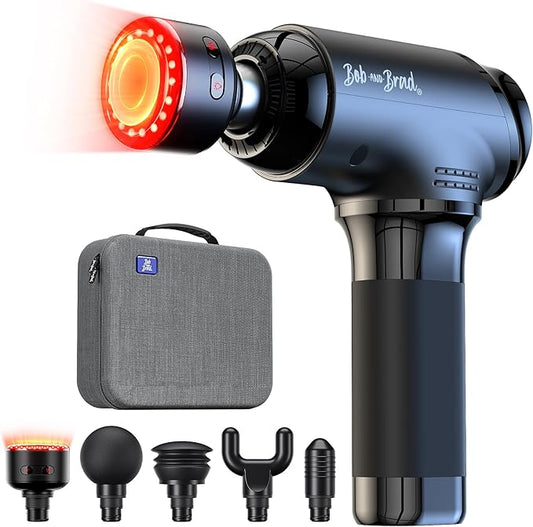 BOB AND BRAD T2 Ultra Massage Gun with Heat and Red LED Therapy, Heated Deep Tissue Massager for Athletes, Professional Percussion Massager for Muscle Relief, Portable Electric Massagers Home Gym - Bloomnest