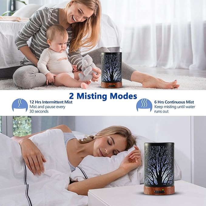 Oil Diffuser with Essential Oils Set – Aromatherapy Diffuser 150ml with 6 Essential Oils Set, Diffuser for Essential Oils, Auto Off Protection 7 Colors Night Light Gifts for Mom(Diffuser & Oils Set) - Bloomnest