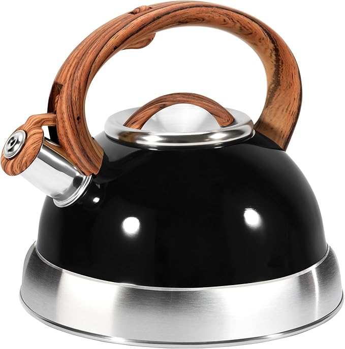 GGC Whistling Tea Kettle for Stove Tops, 3.1QT/3L Tea Kettles for Boiling Water Coffee or Milk, Stainless Steel Tea Pot with Anti-Heat Handle and Simple Touch Button to Control Kettle Outlet - Bloomnest