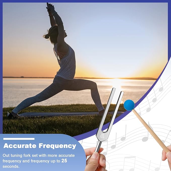 528 Hz Tuning Fork for Healing, DNA Repair, Reliever Stress and Perfect Healing Musical Instrument, with Blue Silicone Hammer - Bloomnest