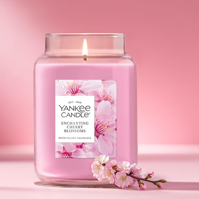 Yankee Candle Enchanted Cherry Blossoms Scented Candle, 22oz Large Jar with up to 150 Hour Burn Time, Giftable, Holidays - Bloomnest