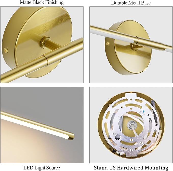 40Inch Hardwired Gold Wall Sconces Set of Two,360° Rotate Modern Linear Wall Light 30W Gold Vanity Light 3000K for Bathroom, Living Room(2 Pack) - Bloomnest
