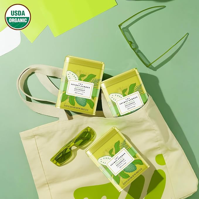 Life Plus Style Gourmet Secret Garden Organic Soursop Green Tea 50 Premium Tea Bags 100% Natural Blend of Pure Soursop Leaves Gluten Free No Additives No Sugar Non GMO Supports Digestion - Bloomnest