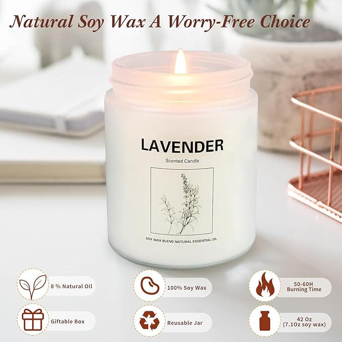LOSNYA Scented Candles Set, 6 Pack 42OZ Aromatherapy Candle Gifts for Women, Lavender Candles, Natural Soy Wax Long Lasting Candle Gifts for Birthday Mother's Thanksgiving Day - Bloomnest