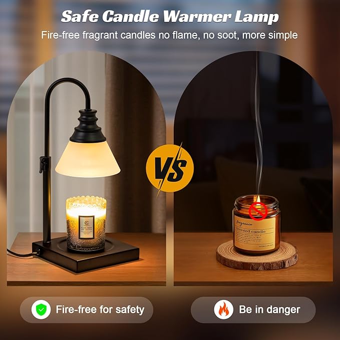 TantaScent Electric Candle Warmer Lamp in Vintage Birdcage Design with Timer – Scented Jar Candle Melter for Home Decor, Housewarming, Birthday, and Christmas (Includes 2 Bulbs) (Frosted White) - Bloomnest