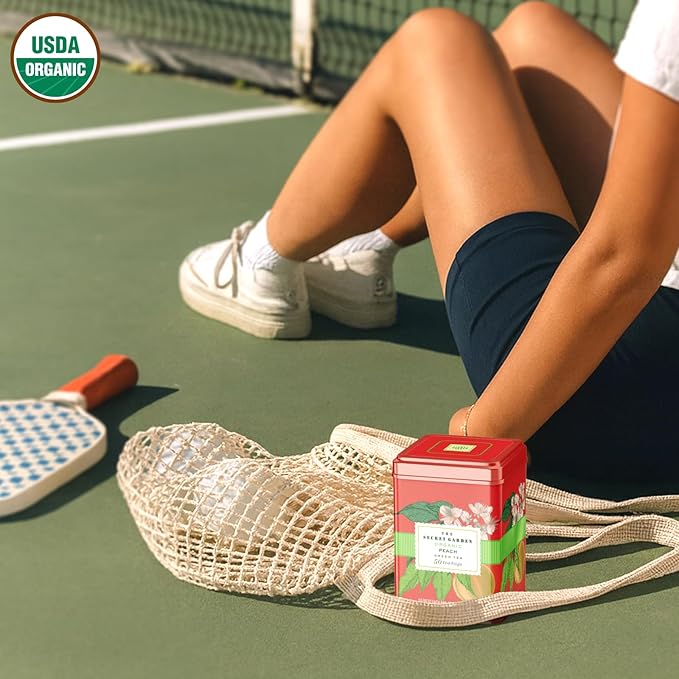 Life Plus Style Gourmet The Secret Garden Organic Peach Green Tea 50 Tea Bags Juicy & Fruity Refreshing Hot or Iced Tea Antioxidant-Rich Non GMO, Gluten Free Eco-Friendly USDA Certified - Bloomnest
