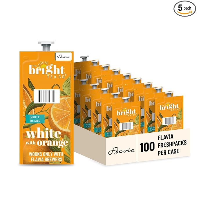Flavia Bright Tea Co. White Tea with Orange Freshpacks works only with Flavia Brewers (Case of 100) - Bloomnest