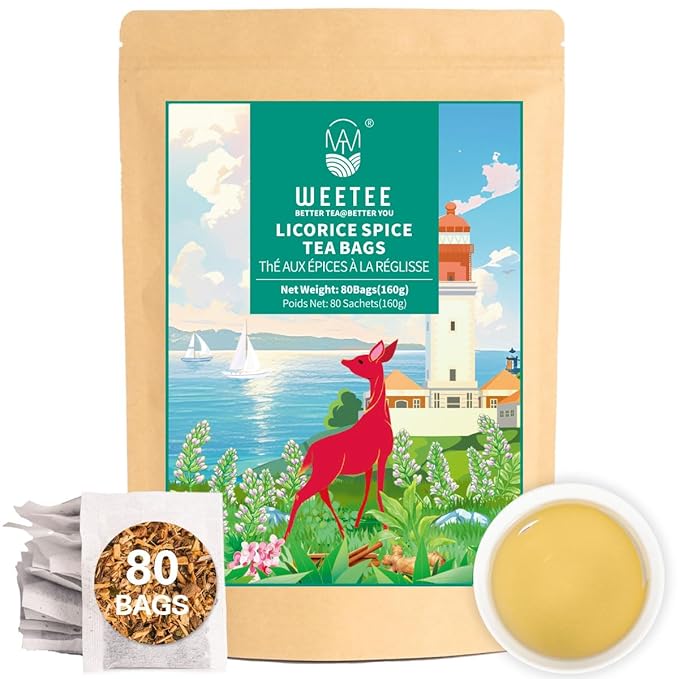 WT WEETEE Licorice Spice Herbal Tea Bags, 2g x 80 Counts, Sweet with Warming Spices Tea Includes Licorice Root, Ginger, Clove, Cinnamon & More, Natural Caffeine-free - Bloomnest