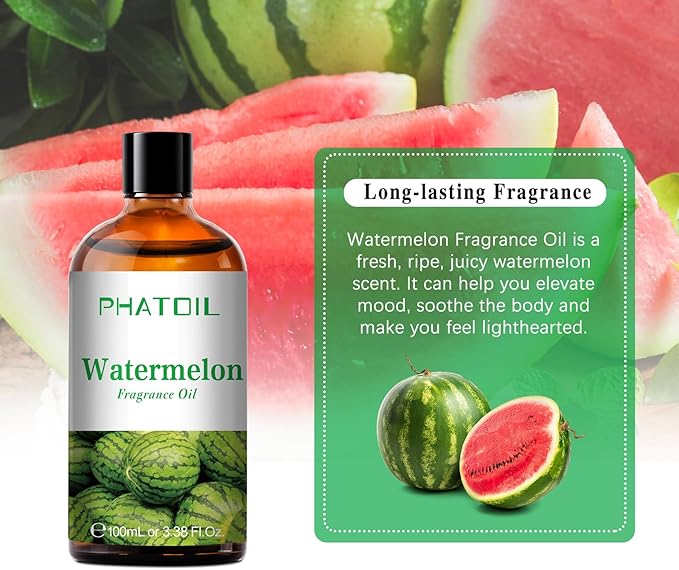 PHATOIL 3.38FL.OZ Watermelon Fragrance Oils for Aromatherapy, Essential Oils for Diffusers for Home, Perfect for Diffuser, Yoga, Skin Care, DIY Candle and Soap Making - 100ml - Bloomnest