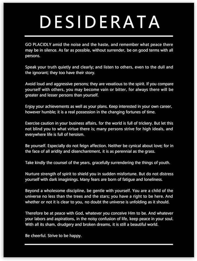 Desiderata Motivational Canvas Wall Art for Office Entrepreneur Quotes Inspirational Posters Picture Prints Canvas Modern Home Decor Painting Artwork Stretched and Framed Ready to Hang [30''W x 40''H] - Bloomnest