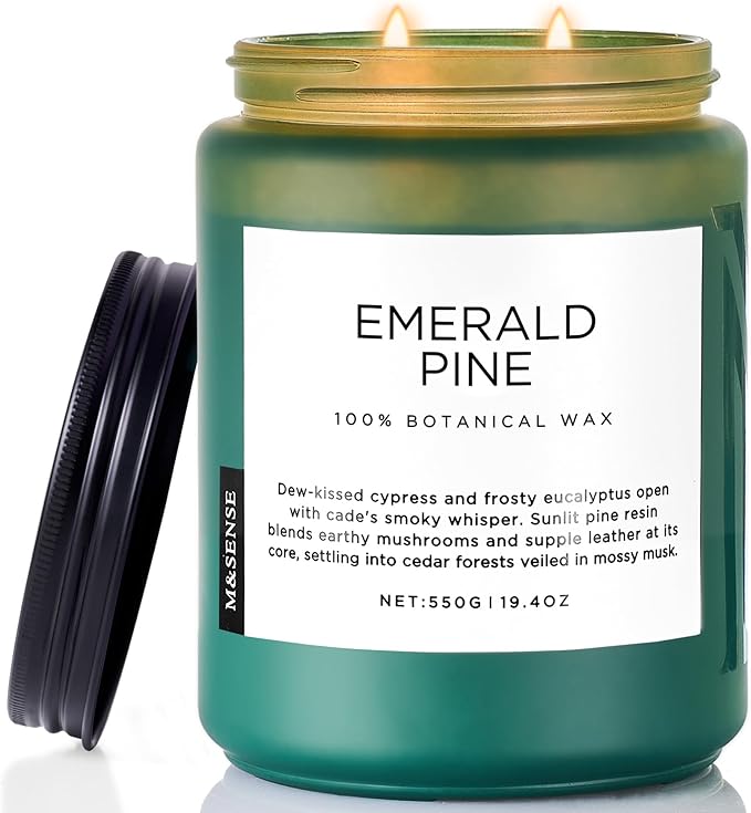 M&SENSE Pine Scented Candles Natural Soy Wax Clean Non Toxic 19.4oz 110 Hours Large Long Lasting Christmas Winter Scented 2 Wicks Candle Gift for Holiday & Family Friends Teachers - Bloomnest
