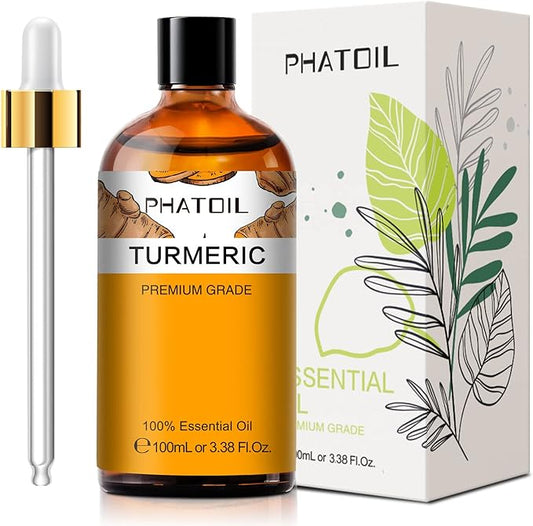 Turmeric 3.38fl.oz Essential Oil, PHATOIL Pure Aromatherapy Oils for Diffuser, Humidifier, Perfect for DIY Soap, Candle, Bath Bombs Making(100ml) - Bloomnest
