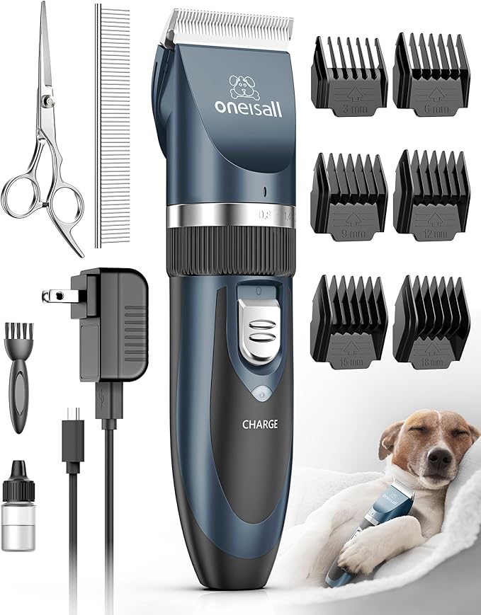 oneisall Dog Shaver Clippers Low Noise Rechargeable Cordless Electric Quiet Hair Clippers Set for Dogs Cats Pets - Bloomnest