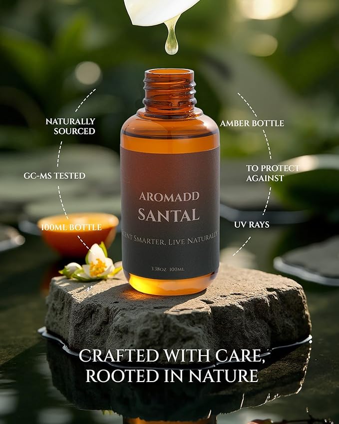Aromadd Santal Diffuser Oil Inspired by Luxury Hotel Scent, Essential Oils for Waterless Diffuser, Warm Sandalwood & Amber Aroma, Long-Lasting & Natural Home Fragrance - 3.38 fl oz (100 mL) - Bloomnest