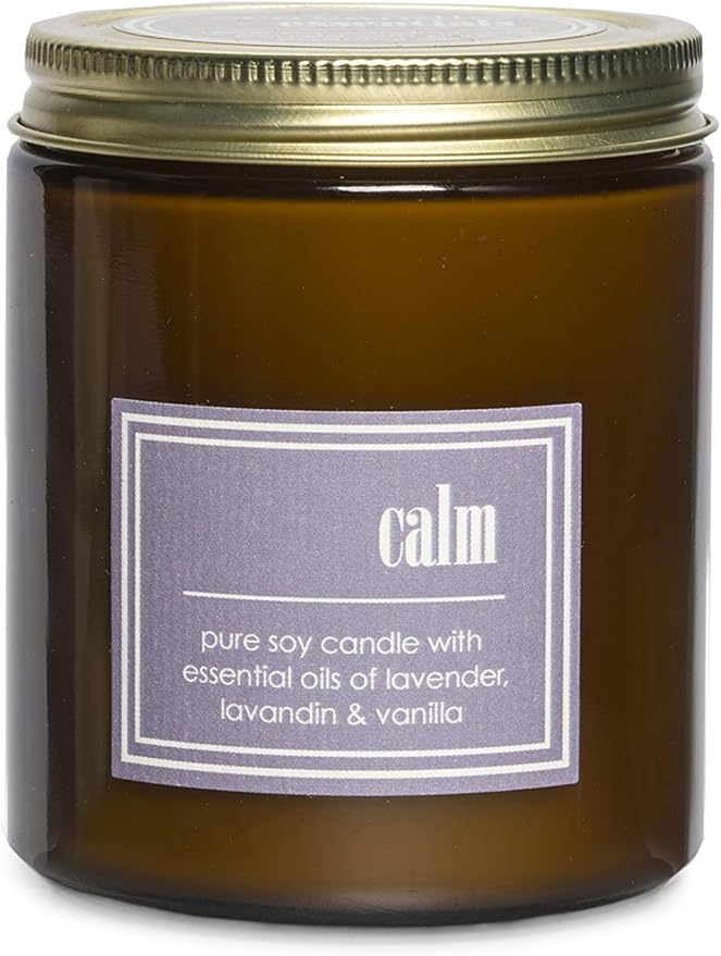 ECO CANDLE CO. Essentials Candle, Calm, 8 oz. - Scents of Lavender, Lavandin, & Vanilla - 100% Soy Wax, No Lead, Hand Poured, Phthalate Free, Made from Midwest Grown Soybeans, All Natural Wicks - Bloomnest