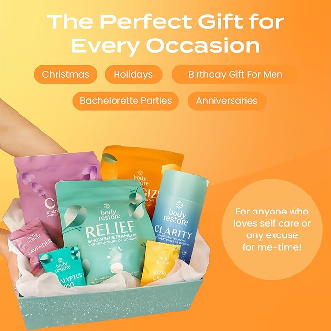 Body Restore Shower Steamers Aromatherapy 15 Pack - Christmas Stocking Stuffers for Men, Birthday Gifts for Women, White Elephant, Relaxation, Self Care - Citrus - Bloomnest