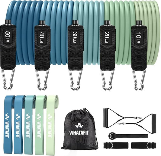 WHATAFIT Resistance Bands, Exercise Bands，Resistance Bands for Working Out, Work Out Bands with Handles for Men and Women Fitness, Strength Training Home Gym Equipment - Bloomnest