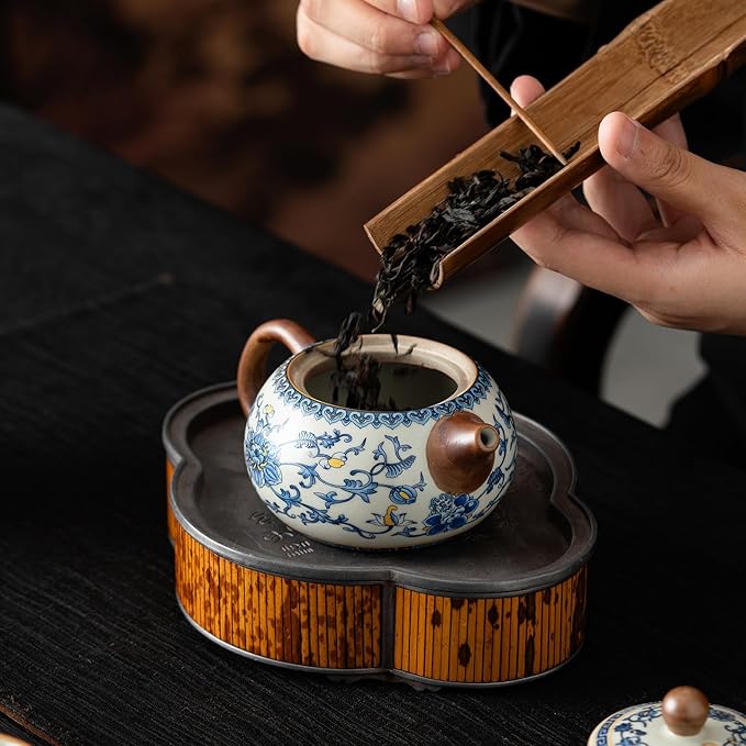 Chinese Tea Pot Sets,10 Pcs Portable Ceramic Cup for Tea, White And Blue Tea Kettle Set,Including 1 Teapot, 1 Tea Strainer, 7 Tea Cups, Asian Tea Sets For Adult,Home,gifing,Tea Lover And Office - Bloomnest