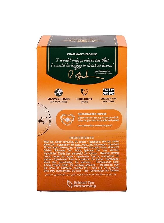 Ahmad Tea Apricot Sunrise Black Tea, 20 Count, Pack of 6 - Bloomnest