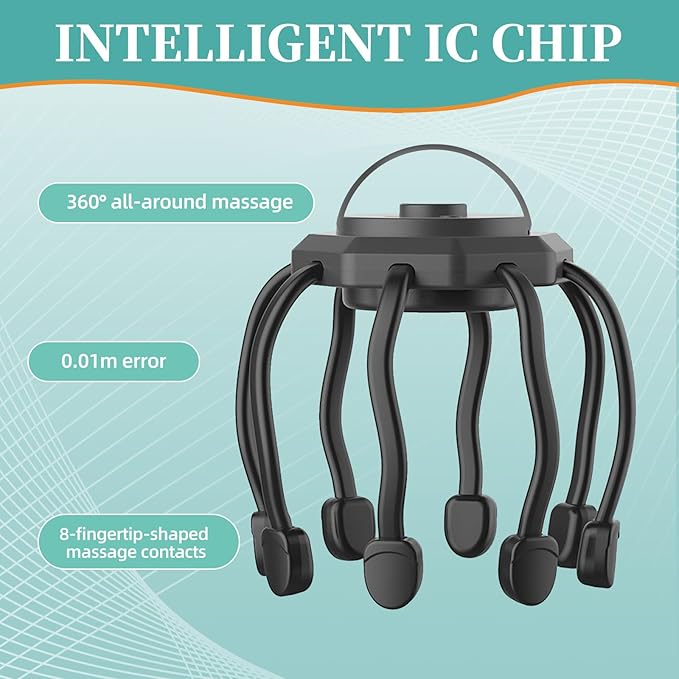 Head Massager Scalp Electric with 3 Modes, Head Massager Scalp Stress Relax Rechargeable Portable, Type-C, Head Scratcher for Stress Relax BERVASTO