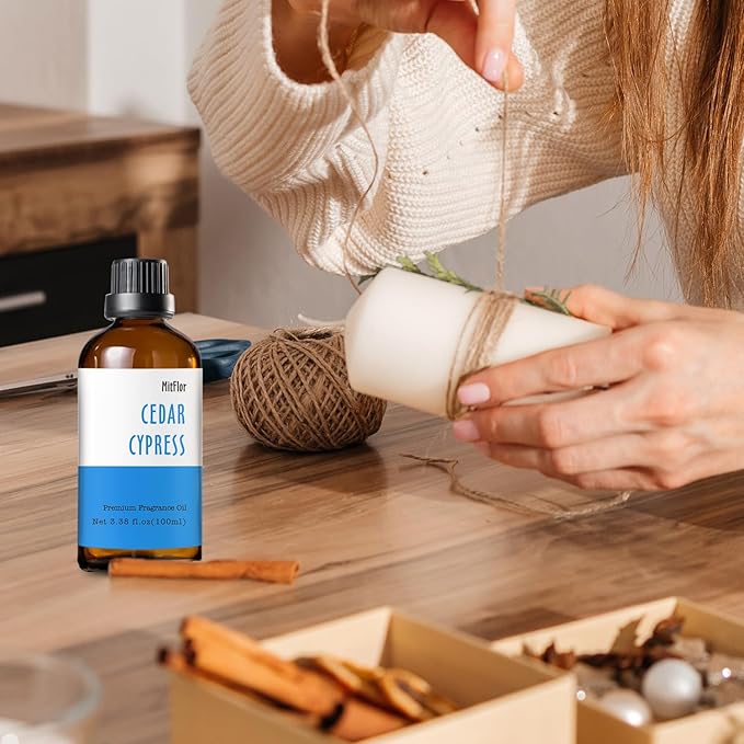 Cedar Cypress Fragrance Oil (3.38 OZ/100ML), MitFlor Single Essential Diffuser Oil, Premium Grade Fragrance Oil for Soap & Candle Making, Large Size Aromatherapy Oil, Woody Scent for Home Fragrance MitFlor