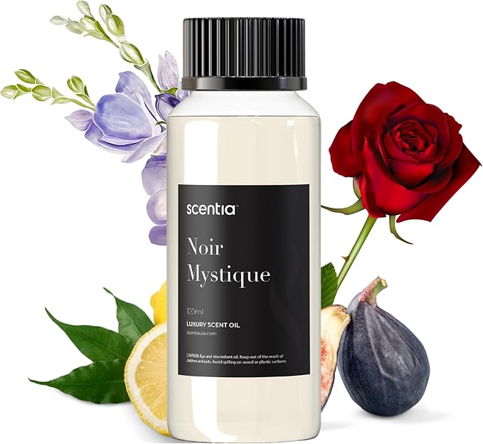 Scentia Noir Mystique – Hotel-Inspired Diffuser Oil, 120ml (0.67 fl oz) | Essential Oil Blend of Rose, Bergamot, Lemon & Musk | Luxury Aroma for Aromatherapy Diffusers & Humidifiers - Bloomnest