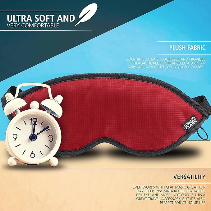 Lewis N. Clark Comfort Sleep Mask | Eye Mask for Travel | Comfortable & Breathable | Light Blocking & Adjustable | Burgundy - Bloomnest