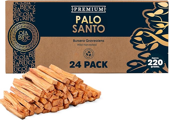 Palo Santo Smudging Sticks – 24 Pack (8 oz / 220 g) | Natural Palo Santo Incense Sticks from Peru | Resin-Rich Aromatic Sticks for Smudging & Meditation OLABLUE