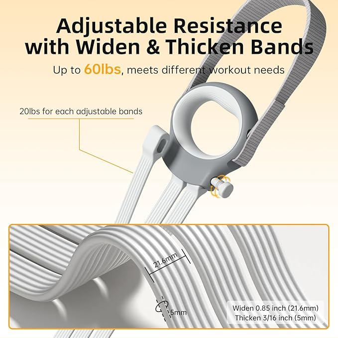 Figure 8 Fitness Resistance Bands with Handles, 20-60lb Adjustable Elastic Excercise Band, Non-Slip Fabric Silicone Bands for Strength Stretch Flexibility Training Arms Back Shoulder Chest Legs - Bloomnest