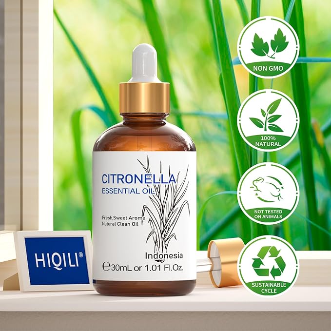 HIQILI 1 Fl Oz Citronella Essential Oil, 100% Pure Undiluted for Aromatherapy Diffuser for Home - 30ML - Bloomnest