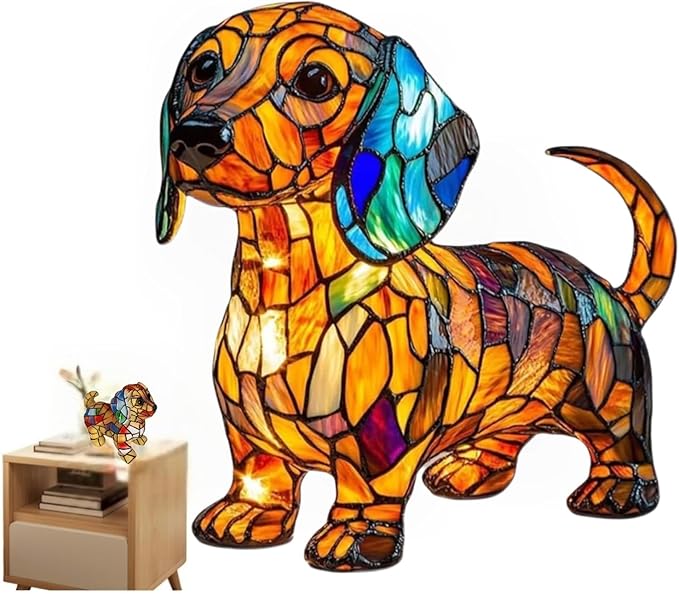Retro Dachshund Colorful Resin Table Lamp, 3D Cute Pet LED Night Light, Dog Series Art Night Light, Fun Gift for Dog Lovers (Dachshund) - Bloomnest