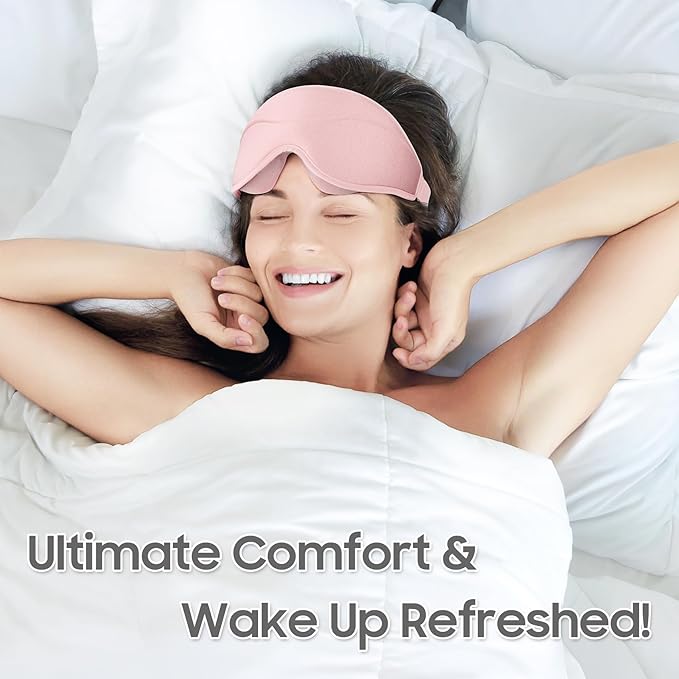 Sleep Mask - Total Blackout 3D Sleeping Mask, Super Lightweight & Silky Soft Eye Mask for Sleeping, Fully Adjustable Fit for Home, Office, Traveling, Meditation, Yoga, Pink - Bloomnest