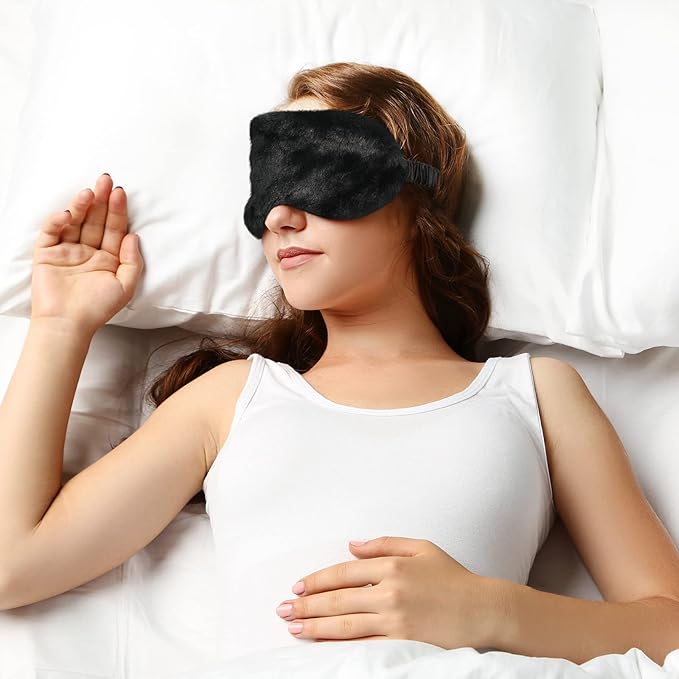Plush Eye Mask 3 Pcs Sleeping Blindfold Sleeping Mask Sleep Mask Comfortable Plush Sleepover Mask Soft Furry Eye Cover for Sleepover Gift Birthday Party Favors(Black, White, Gray) - Bloomnest