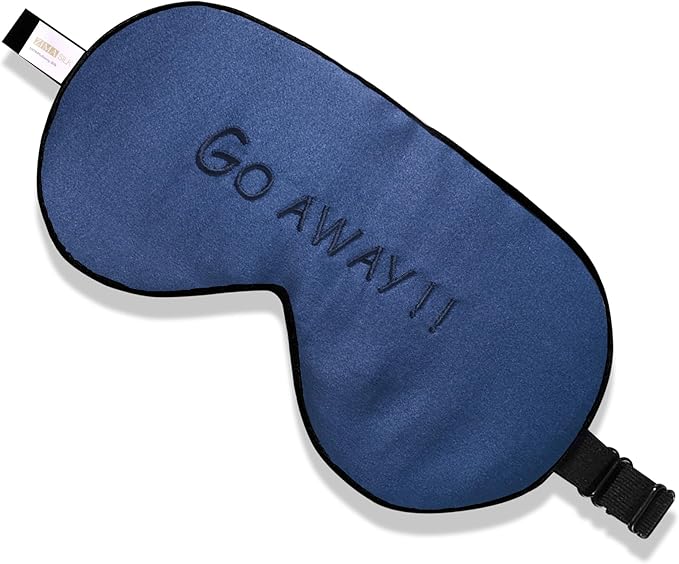 ZIMASILK 100% Natural Silk Sleep Mask Blindfold,Adjustable Super-Smooth Soft Eye Mask for Sleep with Bag(Go Away - Navy Blue) - Bloomnest