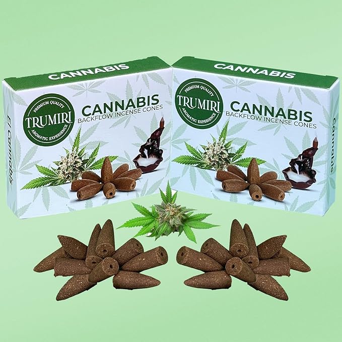 TRUMIRI Cannabis Backflow Incense Cones - Total 20 Incense Cones Waterfall - Dual Pack of 10 Incense Backflow Cones - Waterfall Incense Cones - Incense Waterfall Cones TRUMIRI
