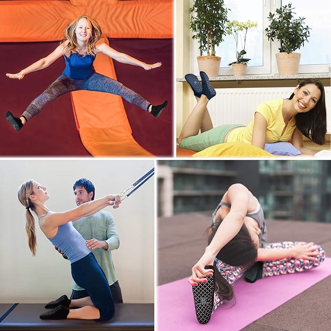 unenow Unisex Non Slip Grip Socks with Cushion for Yoga Pilates Barre Home & Hospital - Bloomnest