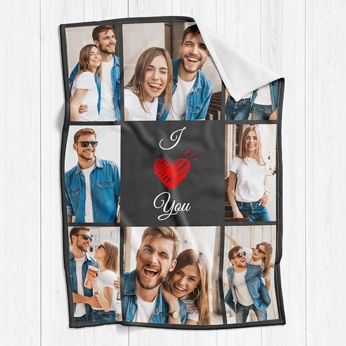 I Love You Gifts for Couple, Personalized Girlfriend, Custom Blanket with Photos, Blankets Pictures, Photo Using My Own Personalised Christmas - Bloomnest