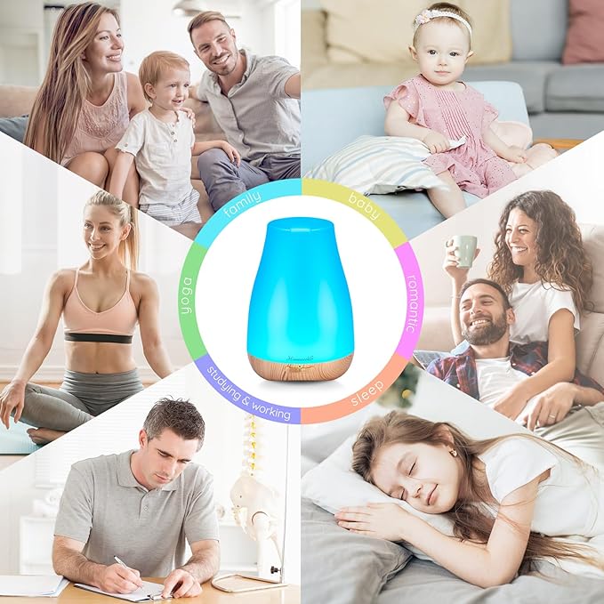 Aromatherapy Essential Oil Diffuser for Room: Air Humidifier Aroma Scent Cool Mist Diffusers Colorful Light Cute Mini Small Waterless Auto Off Ultrasonic for Home Bedroom - Bloomnest