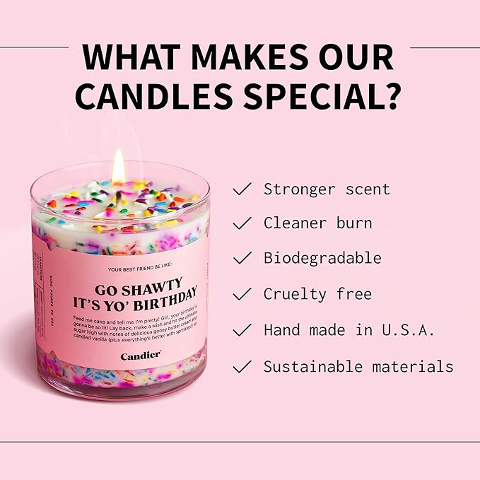 Birthday Cake Scented Candle, Natural Soy Candle with Birthday Cake & Buttercream Notes, Aromatherapy for Relaxation, Unique Candles Gifts for Women, 60-Hour Burn Time - Candier by Ryan Porter - Bloomnest