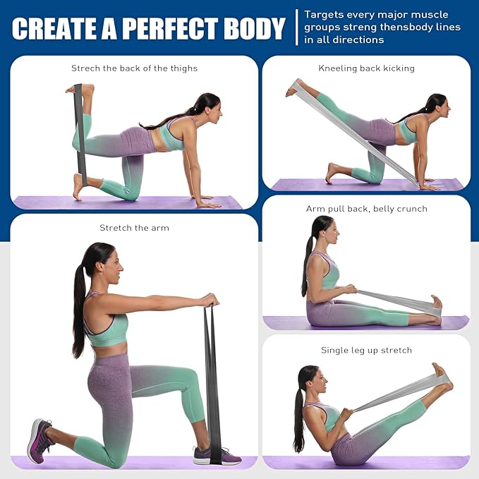 Resistance Bands, Exercise Bands, Physical Therapy Bands for Strength Training, Yoga, Pilates, Stretch Elastic Band with Different Strengths, Workout Bands for Home Gym - Bloomnest