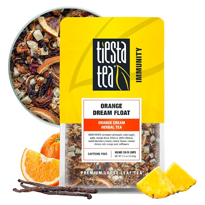 Tiesta Tea - Orange Dream Float Tea, Loose Leaf, Orange Cream Herbal Tea, Premium Caffeine-Free Tea Blend, Make Hot or Iced & Up to 25 Cups, 2.5 oz Resealable Pouch - Bloomnest