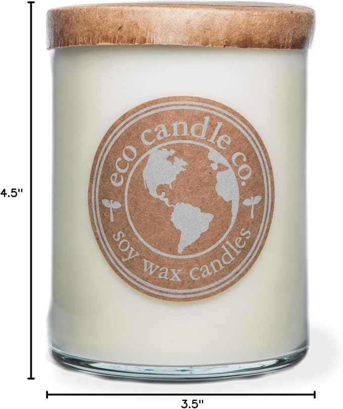 ECO CANDLE CO. Recycled Candle, Clean Sheet Day, 18 oz. Double Wick - Scents of Clean Linens - 100% Soy Wax, No Lead, Kraft Paper Label & Lid, Hand Poured, Phthalate Free, Midwest Grown Soybeans - Bloomnest