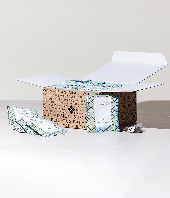 Art of Tea | Organic Jasmine Reserve (Jasmine Tea) | 50 Eco Friendly Pyramid Tea Bag Sachets - Bloomnest