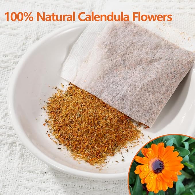 Premium 50 Calendula Flower Tea Bags, Made with 100% Natural Calendula Flowers，For Skin Health & Support Wellness, No Additives & Caffeine Free. - Bloomnest