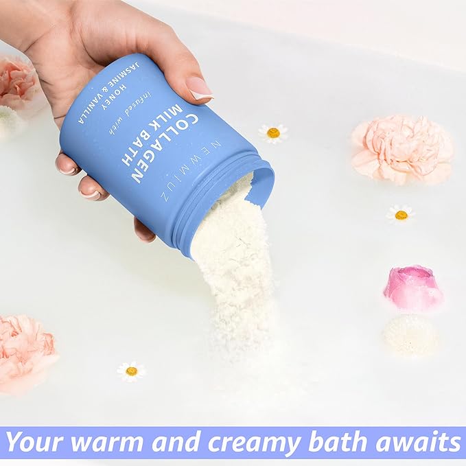 Creamy Coconut Collagen Milk Bath Soak Powder Moisturize & Soften Skin – Vanilla Jasmine Luxury Spa Bubble Bath Salt Mother's Birthday Christmas Relaxation Gifts for Women Perfect Stocking Stuffers - Bloomnest