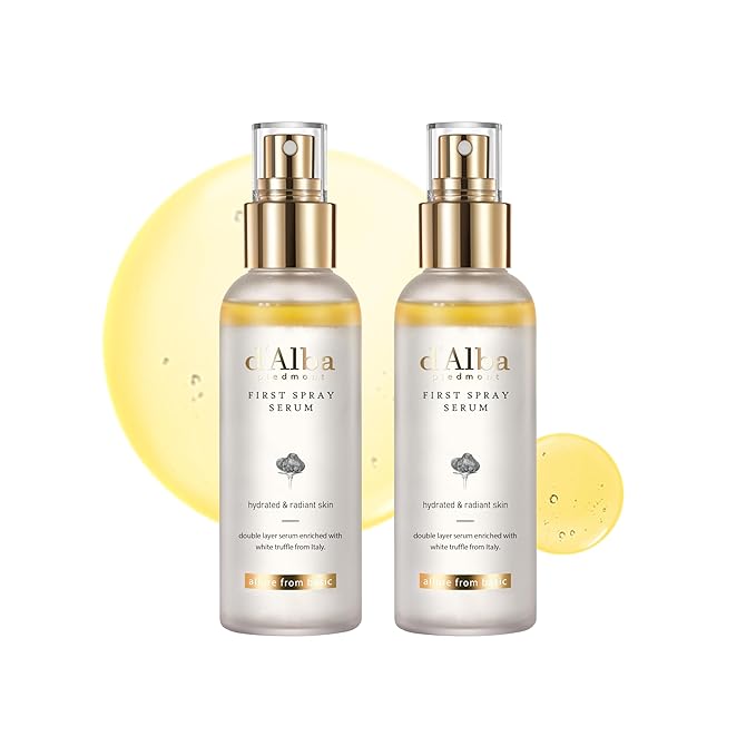 [2 Bottles] d'Alba Piedmont Italian White Truffle First Spray Serum, Vegan Skin Care, Hydrating Face Moisturizer, Glow Serum for Radiant Skin, Non Comedogenic, All In One Mist (total 6.76 fl oz.) - Bloomnest