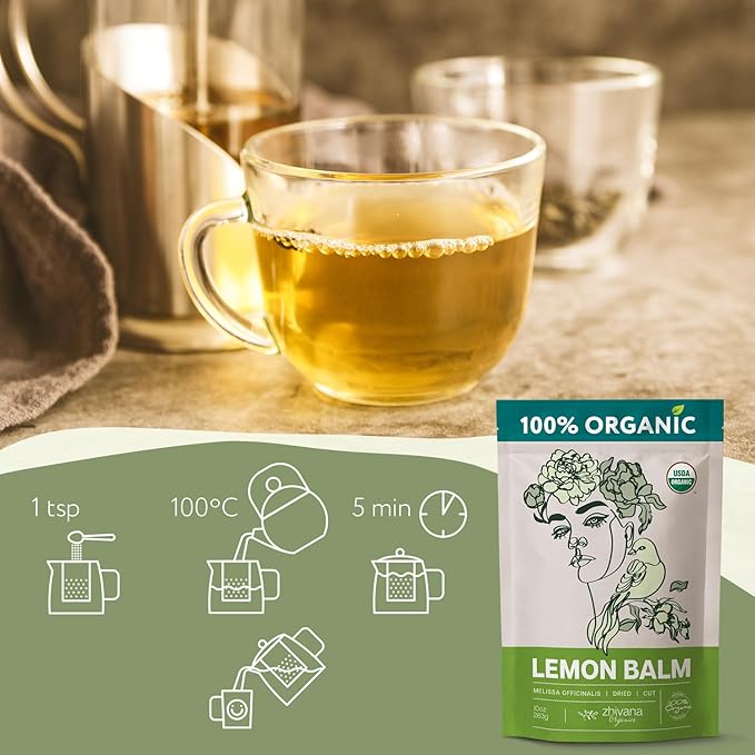 Melissa Tea Organic (10oz.) - Lemon Balm Tea Organic Loose Leaf - Te de Tolonjil - Natural Support for Anti-Stress, Sleep, Blood Pressure, Digestion - Bloomnest