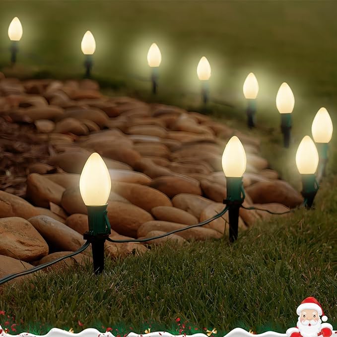 C7 LED White Replacement Bulbs,25 Pack 0.6w White Christmas Light Replacement Bulbs With E12 Base,Warm White Light Bulbs For Candelabra Window Candle Chandelier Night Lights Christmas String Lights - Bloomnest